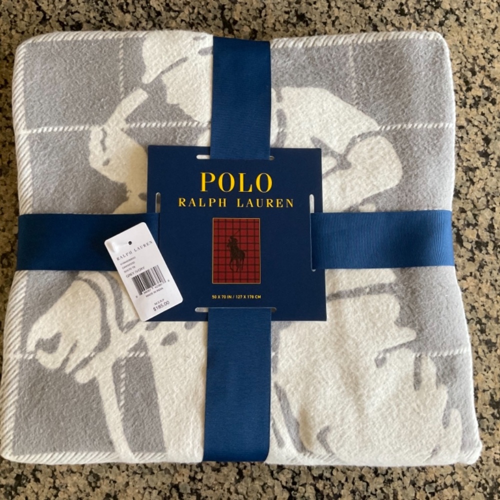 Polo RALPH LAUREN Blanket Buffalo Plaid Polo Pony Player 50x70